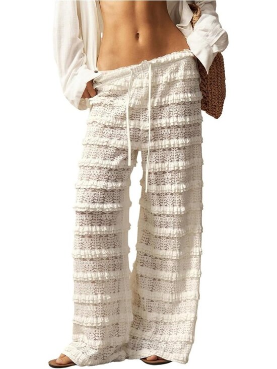 Other - Chic Women's Crochet Lace Pants - Stylish Mesh Beach Cover-Up for Vacation
